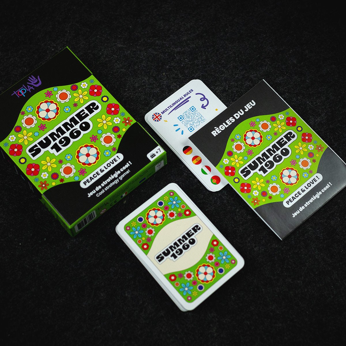 les cartes sont a l'exterieur de la boite de jeu du coté verso